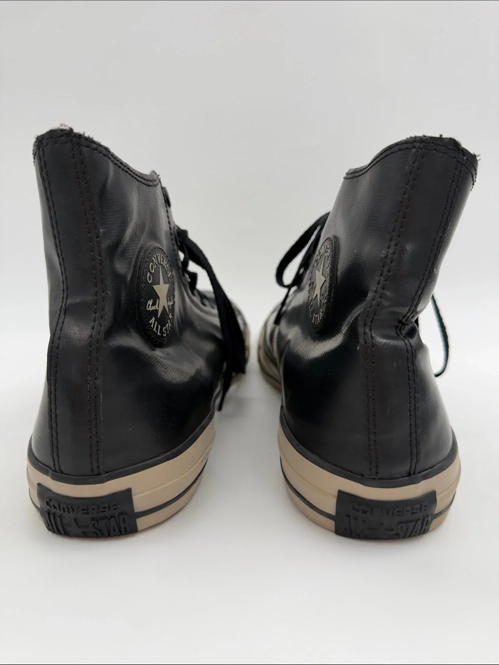 Converse Chuck Taylor All Star Rubber Hi Black Leather Tan Soles Men's Size 13.0